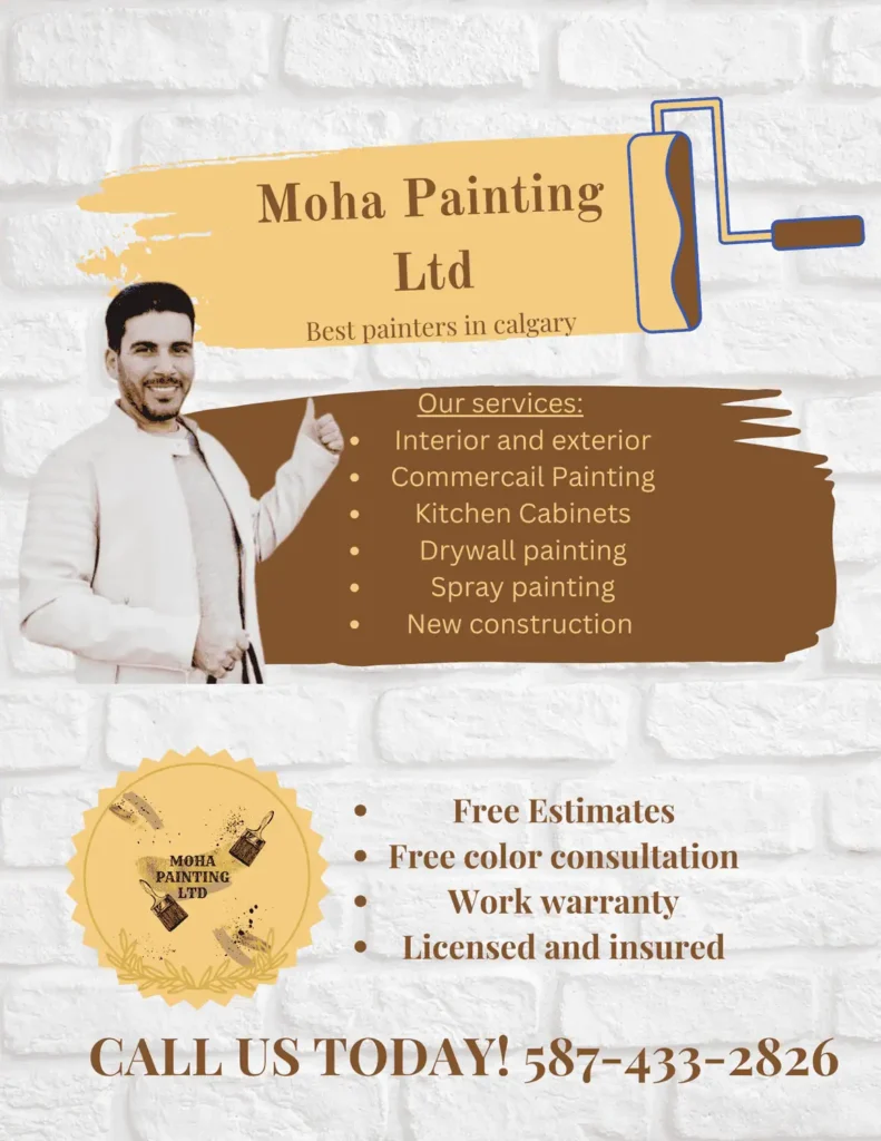 Professional painters working on commercial building in Calgary